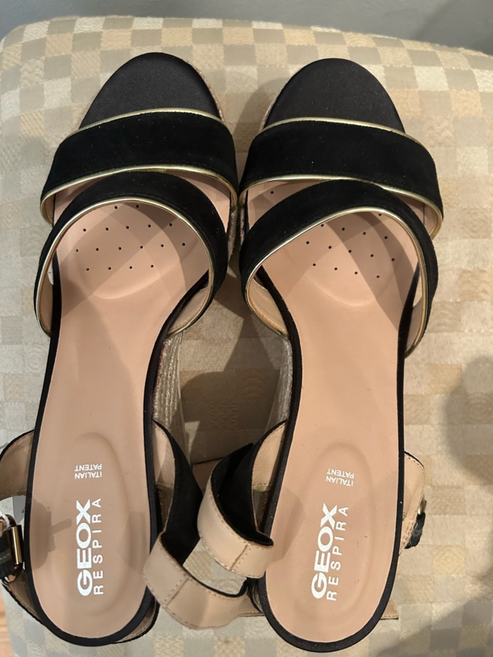 Geox Black and Beige Dual-Strap Women's Sandals